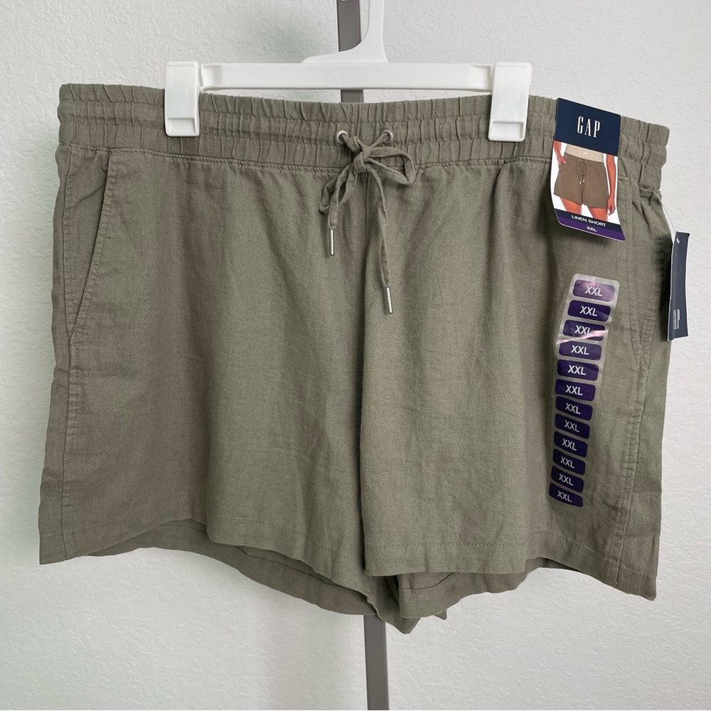 Gap Women's Comfy Cool Linen Blend Drawstring Summer Shorts in Vetiver Size XXL - Picture 2 of 10